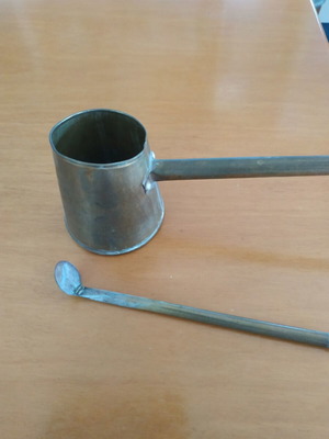 Briki brass with spoon vintage handmade, like new