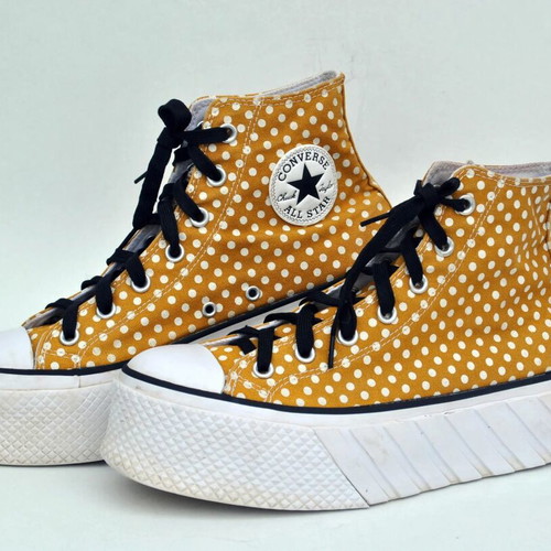 Converse All Star Polka Dot Double Sole High Top Sneakers, size 41
