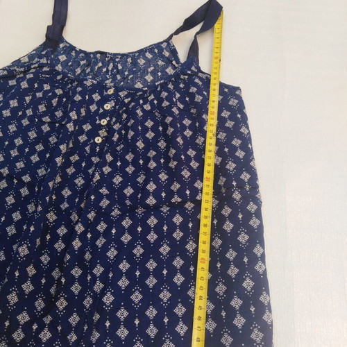 Summer top like new, blue with white geometric pattern