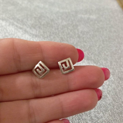 Silver 925 earrings small, square, new
