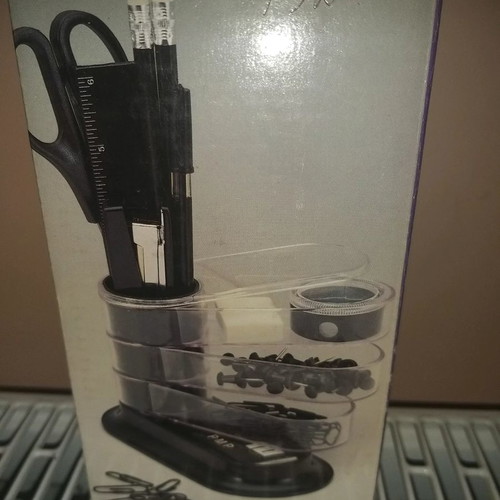 School desk supplies new, rotating set