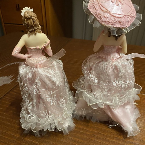 Victorian Style Figurines Set with Fabric Details like new