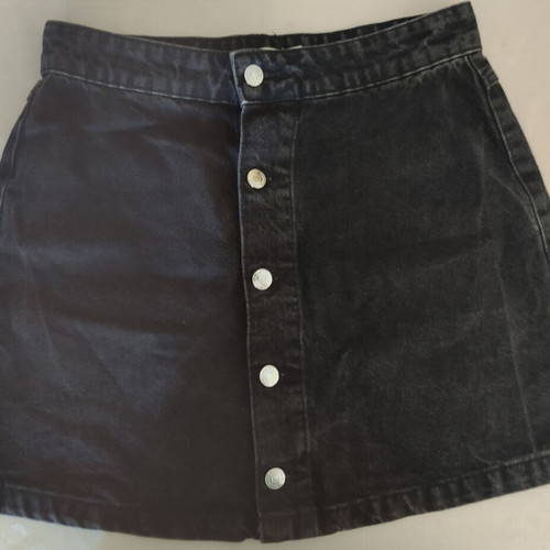 Women's black blue denim mini skirt, size M