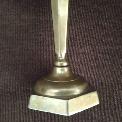 Vintage brass candlestick used with candles and gift of two candles