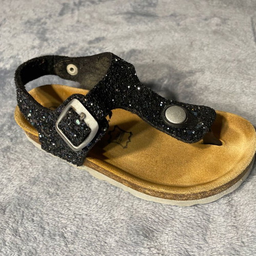 Children's leather sandals used No 27 blue glitter