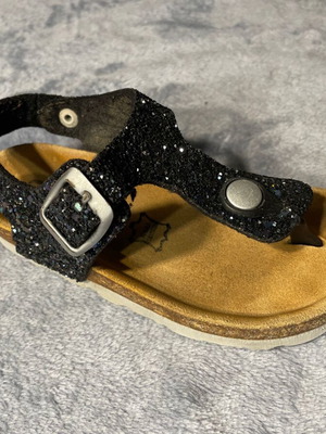 Children's leather sandals used No 27 blue glitter