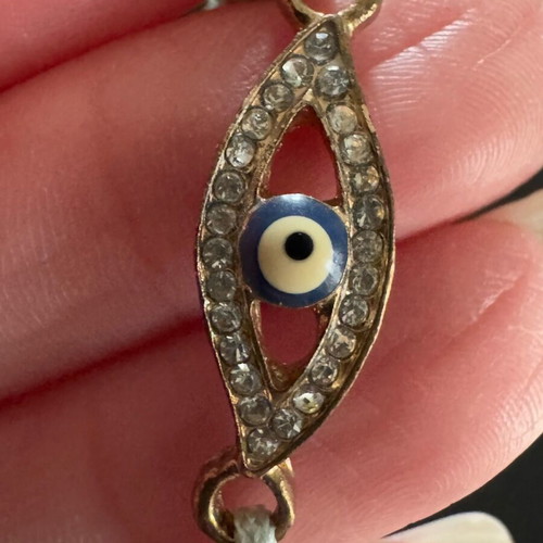 Adjustable bracelet with eye and strass new