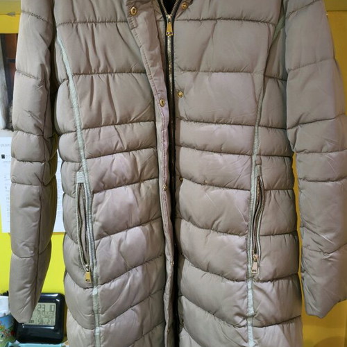 Long women's jacket with detachable fur gold new
