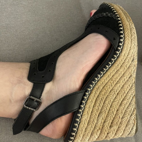 Tommy Hilfiger platform sandals used, leather and straw, size 39