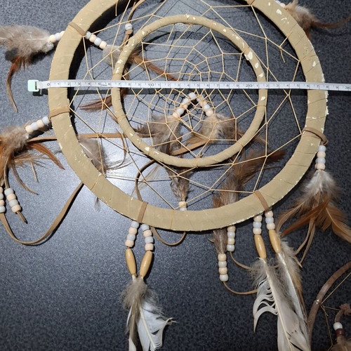 Handmade Boho Dreamcatcher double circle 28cm used, natural style