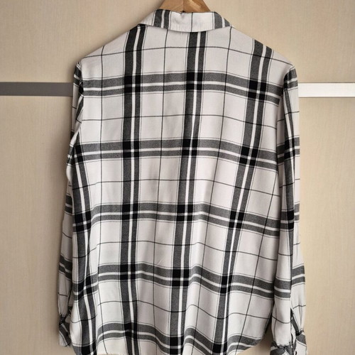 Stradivarius checked shirt with lace-up detail like new
