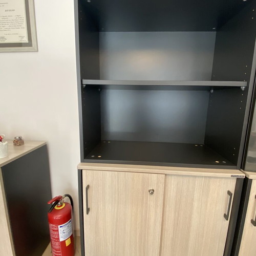 Dromeas Bookcase and Cabinet set like new, anthracite with grey oak