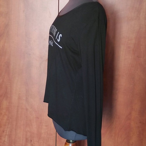 Black Long-Sleeve Eska Blouse "Everything is Possible" Like New