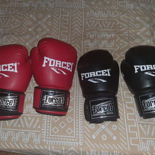Force1 gloves and Leone shin guards for kickboxing like new