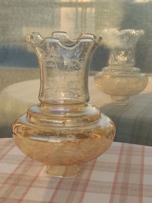Vintage glass lampshade like new with amber iridescent finish