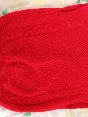 Wool handmade knitted vest used, red, size S