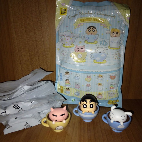 Top Toy Crayon Shinchan x Cinnamoroll Tea Cup Series Figures new