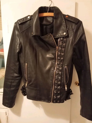 Bikers jacket women's like new, black faux leather