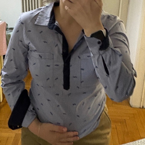 Zara blue striped shirt used, poplin, wrinkle-free fabric