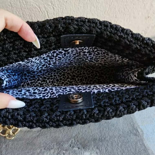 Handmade Bag crossbody black new with gold chain
