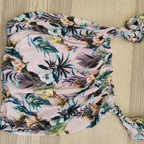 Bershka Pink Tropical Off-Shoulder Crop Top like new