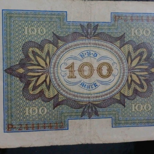 German mark banknotes used, 1000 mark 1910 and 100 mark 1920