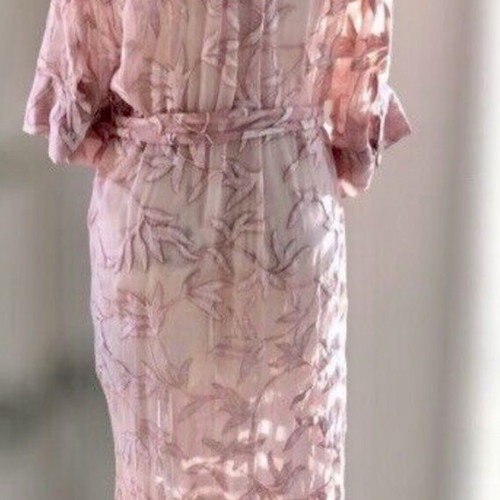 ZARA Embroidered Caftan Dress Small Pink Peach New