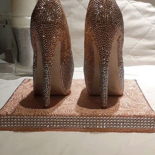 Heels with rhinestones ombre new, handmade design, size 37