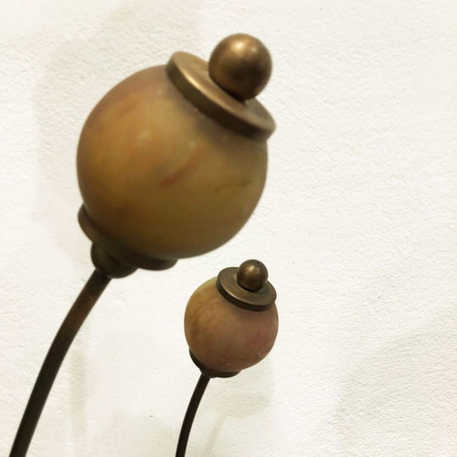 Floor lamp bronze with blown glass, like new