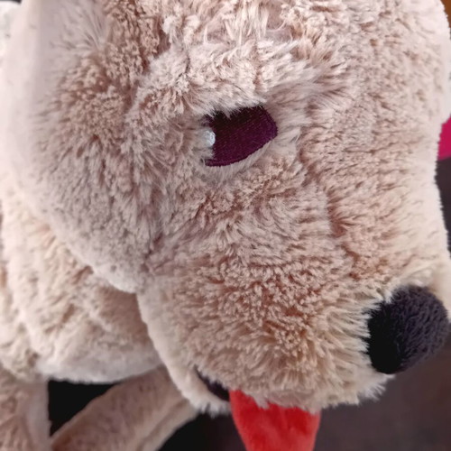 Large plush dog like new, soft beige 70x30 cm