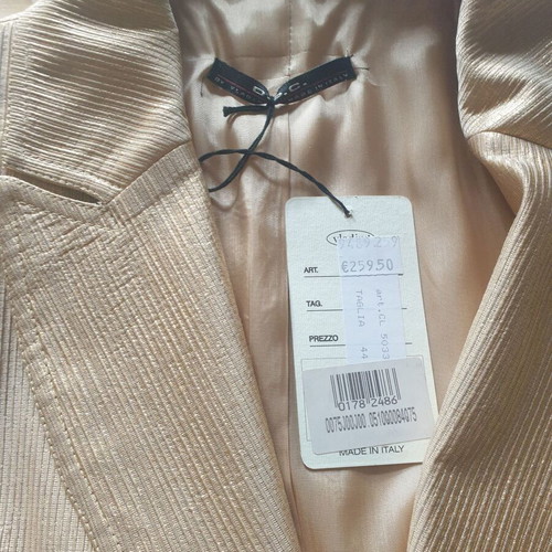 RoccoBarocco top and trousers set with D.P.G. jacket, gold and beige