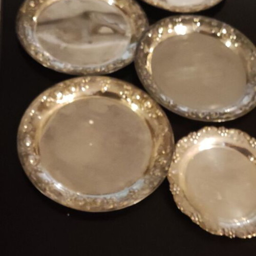Silver-plated plates like new, set of 6 with hand stamp