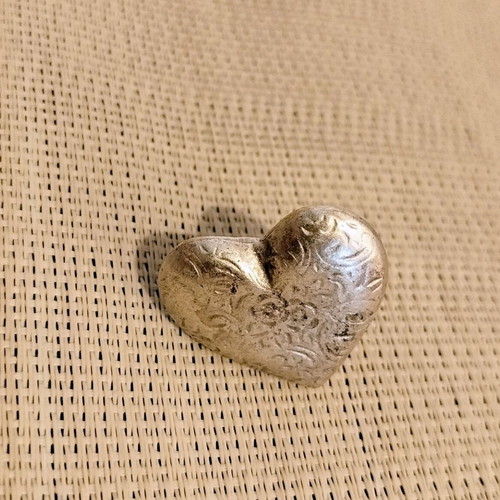 Vintage Statement Heart Ring adjustable silver tone, like new