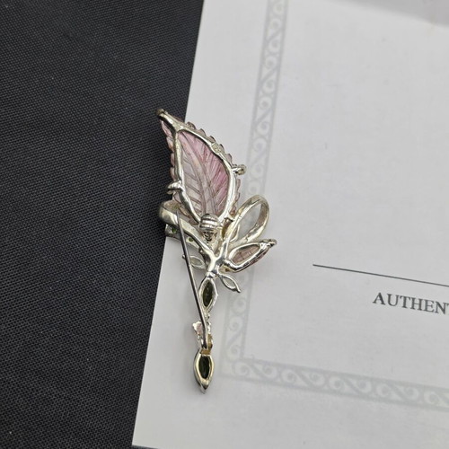 Handmade Leaf Brooch with Natural Gemstones in 925 Silver Gold Plated
