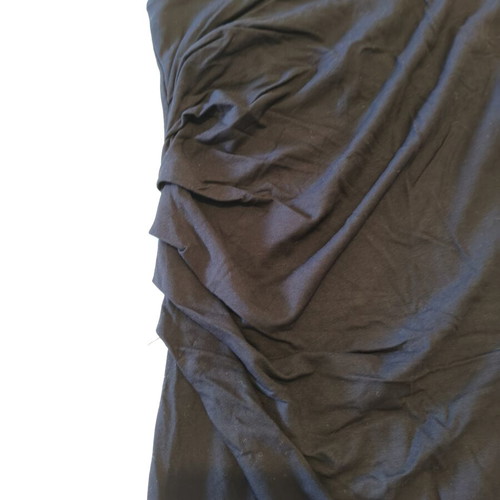 Black elastic mini dress with one shoulder and ruched side, size M, like new