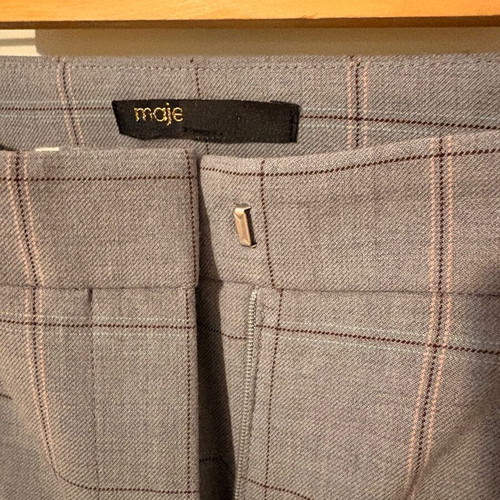 Maje straight-leg checked pants like new, gray, size M