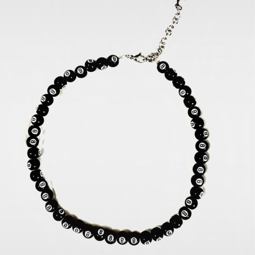 Handmade choker necklace with eight ball beads, new