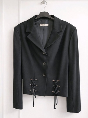 Pure Girl tailored black blazer used with lace-up details