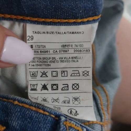 Benetton slim blue jeans W29, cotton denim