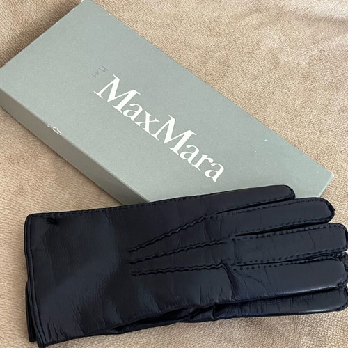Max Mara gloves new, blue, leather with wool lining