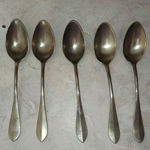 Vintage Alpacca Forks and Spoons Refurbished, Set of 12