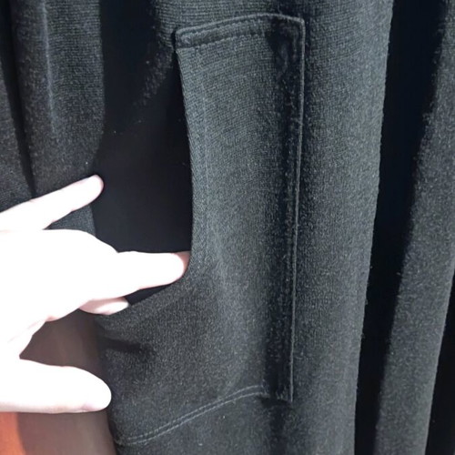 Black long cardigan refurbished, size XL, 3/4 sleeve