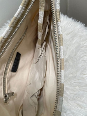 Zara handbag with checkered pattern, beige and white