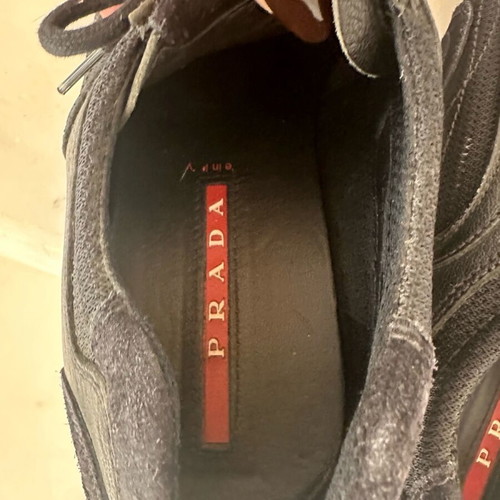 Prada leather black sneaker used, men's, size 39