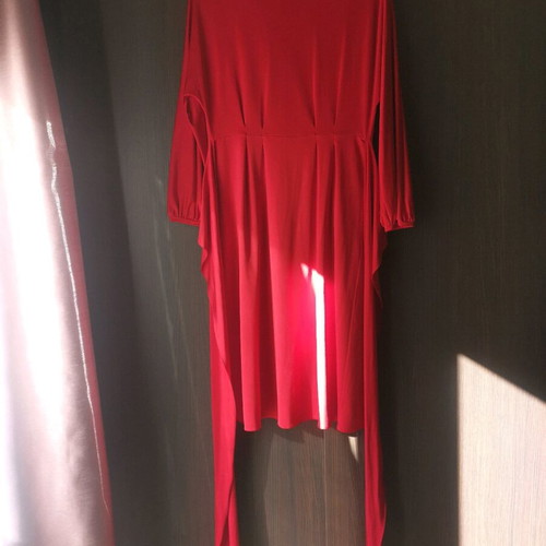 Women's red dress new, viscose with satin and elastic fabric