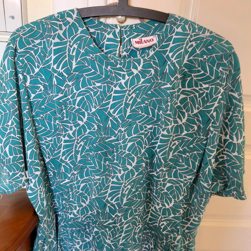 Dress boutique turquoise and white midi length like new