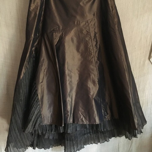 Vintage Eva&Claudi skirt, brown, asymmetrical with pleated lining, size M/38