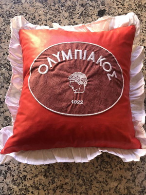 Olympiakos pillow new with filling and zipper 36x36cm