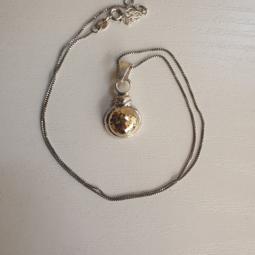 Silver gold 925 585 necklace used, gold and silver color