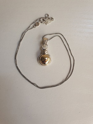 Silver gold 925 585 necklace used, gold and silver color